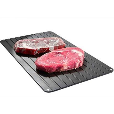 Imagem de Bandeja de descongelamento preta, placa de descongelamento para rápida descongelação de alimentos congelados, carne, frango, peixe. Bandeja de descongelamento de qualidade premium,
