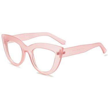 Imagem de SOJOS Óculos de bloqueio de luz azul retrô vintage estilo gatinho para mulheres, armação de plástico Hipster Party SJ5025, Moldura rosa C5,