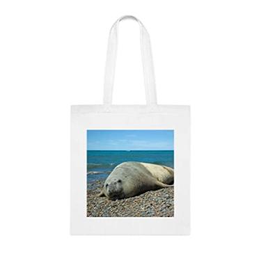 Imagem de Sacola com símbolo de elefante na Patagônia Argentina, presente divertido, bolsa de ombro, bolsas reutilizáveis, ideia de presente de cesta de Natal de aniversário, Branco