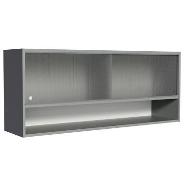 Imagem de Armário Aéreo 2 Portas Vidro Pontilhado E 1 Nicho Cinza