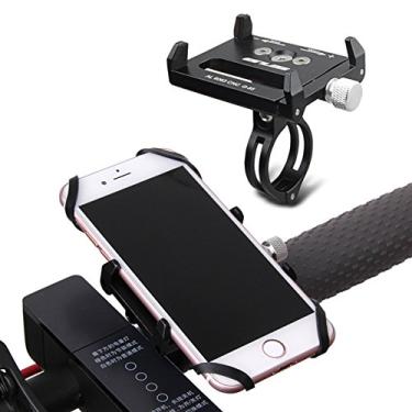 Imagem de Suporte de telefone para bicicleta e motocicleta GUB, liga de alumínio, suporte universal para guidão de bicicleta, suporte de telefone ajustável, compatível com iPhone X XR XS 7S 8 Plus, compatível com SamsungS9/S8/Note (preto com pulseira)