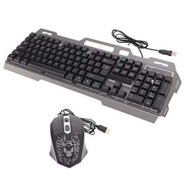 Imagem de Combo de teclado e mouse para jogos, 104 teclas compacto RGB Rainbow Keyboard Mouse Set Ergonomicamente Mecânico USB com fio leve conjunto de mouse para jogos para PC Computador Laptop (Preto)