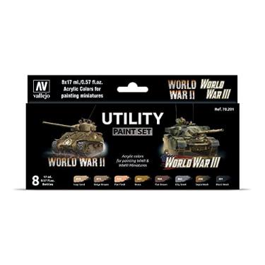 Imagem de Vallejo - Conjunto de tinta utilitária Segunda Guerra Mundial e Terceira Guerra Mundial | Tons militares históricos | Compatível com pincel e aerógrafo | Coleção Pro Modeler | 8 frascos x 18 ml