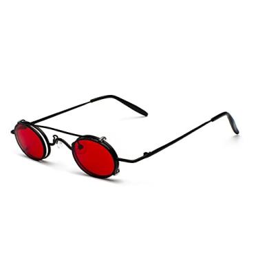 Imagem de Óculos de sol vintage redondos destacáveis masculinos femininos designer SteamPunk óculos de sol retrô círculo pequeno com armação de metal, 9, tamanho único