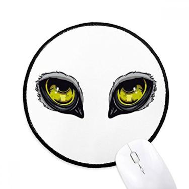 Imagem de Tapete de mouse para decoração de olho de coruja de animal de desenho animado desktop escritório tapete redondo para computador