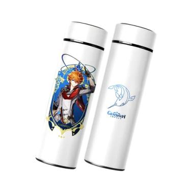 Imagem de Tartaglia Garrafa de água térmica, Genshin Impact Sports Garrafa de bebida isolada fofa para casa Escola Viagem ao ar livre