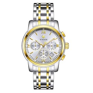 Imagem de Relógios masculinos esportivos de quartzo de luxo, moda casual, cronógrafo, impermeável, militar, relógios de pulso para homens, pulseira de aço inoxidável, cor prata