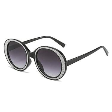Imagem de Óculos de Sol Redondos Punk Retrô Feminino Óculos de Sol Vintage Feminino UV400 Óculos De Gradiente, Preto, Cinza, Tamanho Único