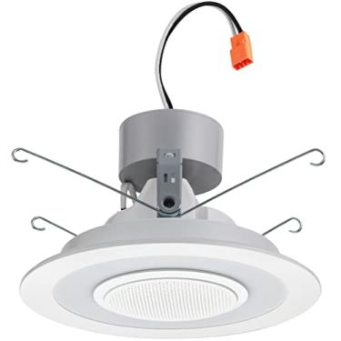 Imagem de Lithonia Lighting Luz embutida regulável LED 6SL de 15 cm com alto-falante sem fio integrado, 4000k, 730 lúmens, 120 volts, 13 watts, listado, branco fosco