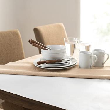 Imagem de Elrene Home Fashions Protetor de mesa de luxo resistente acolchoado com forro de flanela, 132 cm x 274 cm, branco