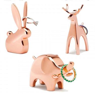 Imagem de Porta Anel Anigram 3 Peças Coelho Elefante e Rena Cobre Umbra