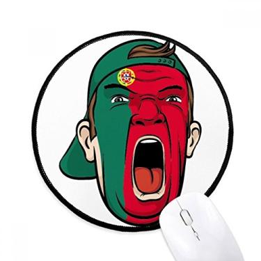 Imagem de Bandeira de Portugal para maquiagem facial cabeça gritando mouse pad mesa escritório tapete redondo para computador