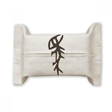Imagem de Inscrição óssea com sobrenome chinês e suporte de capa de papel para lenços faciais, saco de linho de algodão