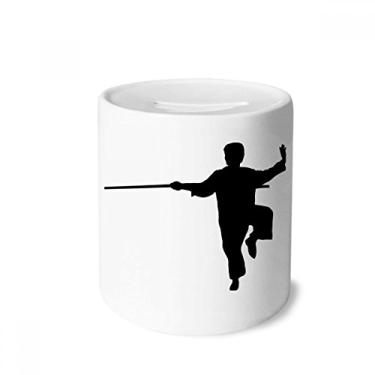 Imagem de DIYthinker Caixa para dinheiro chinesa Shaolin Stick arte marcial caixa de cerâmica porta-moedas presente de cofrinho