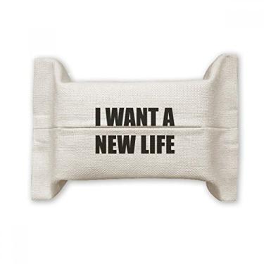 Imagem de Bolsa de linho de algodão para lenços faciais I Want A New Life