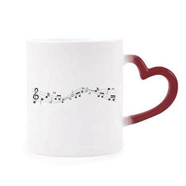 Imagem de Caneca de grés sensível ao calor Blue Music Movg 5-le Staff que muda de cor vermelha