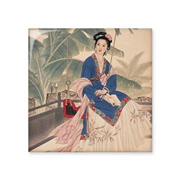 Imagem de Folha flor branco azul rosa roupas azulejo de cerâmica brilhante decalque pedra adornada tijolo vitrificado