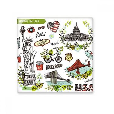 Imagem de Spring Liberty White House USA Graffiti Azulejo de cerâmica brilhante Decalque de tijolos esmaltados