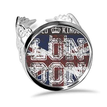 Imagem de DIYthinker Anel de noivado ajustável com a bandeira da Union Jack de Londres, Reino Unido, Inglaterra