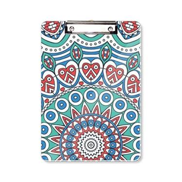 Imagem de Impressão repetição pano azul colorido Herat Art prancheta pasta bloco de escrita placa de suporte A4