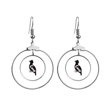 Imagem de Grouse Brincos de animais pretos e brancos com argola pendurada, joia circular