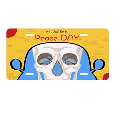 Imagem de DIYthinker Lucky Ilustration of Skull Bone Placa de licença Etiqueta Decoração de carro Dia da Paz