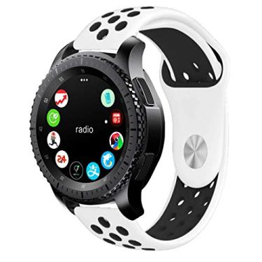 Imagem de Pulseira 22mm Sport compatível com Samsung Galaxy Watch 3 45mm - Galaxy Watch 46mm - Gear S3 Frontier - Amazfit GTR 47mm - Amazfit GTR 2 - Marca LTIMPORTS (Branco com Preto)