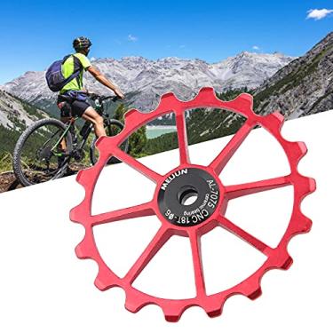 Imagem de Rolo guia traseiro, acessório de ciclismo, guia do câmbio traseiro suporta várias mudanças de velocidade, acabamento fino para bicicleta guia (vermelho)