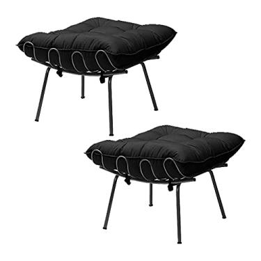 Imagem de Kit 2 Puff Decorativo Sala de Estar Abel Pés Preto Veludo Preto - Gran Belo