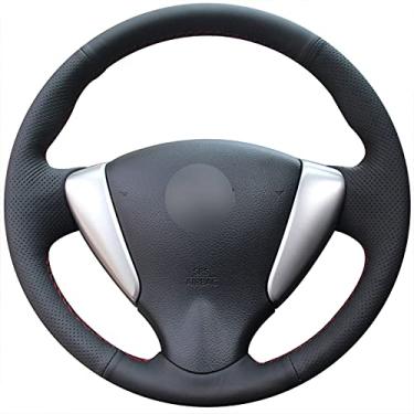 Imagem de Capa de volante de carro confortável e antiderrapante costurada à mão em couro preto, adequado para Nissan Tiida Sylphy Versa Versa Note 2014 a 2018 NV200 2018 a 2019 Sentra S