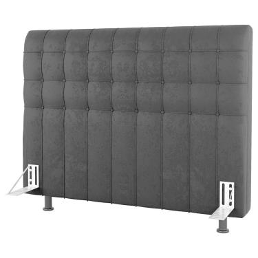 Imagem de Cabeceira Cama Box Casal King Size Dahlia 195Cm Com Frame Sintético Preto - Desk Design