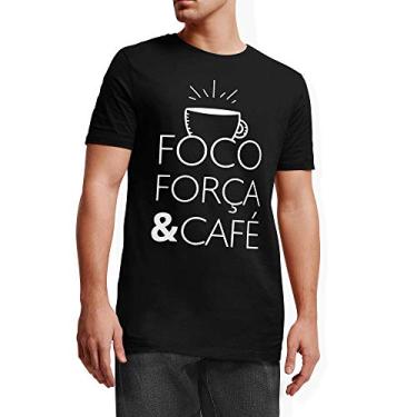 Imagem de Camiseta Camisa Foco Força E Café Masculina preto Tamanho:GG