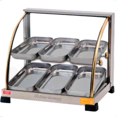 Imagem de Estufa De Salgados Vitrine Expositora 6 Bandejas Dupla Inox