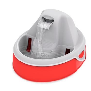 Imagem de AMICUS - Fonte de Água AQUA FLOW para Pets - Fontes de Água para Gatos e Cães, Bebedouro para Animais de Estimação, Sistema de Drenagem Anti-Pelos, Bivolt - Capacidade Máxima 3,5L - Vermelho e Cinza
