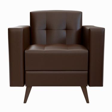 Imagem de Poltrona para Escritório e Recepção Vitrola Revestimento Sintético Café