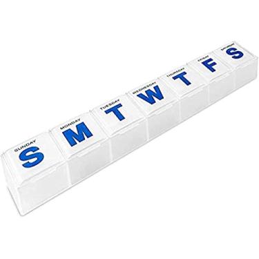Imagem de Organizador de comprimidos semanal - Caixa de comprimidos extra grande, Medicamentos, Caixa organizadora de vitaminas, Semanal, Recipiente de planeamento diário com cartas fáceis de ler, BPA Free - Caixa de comprimidos de 7 dias de viagem diária