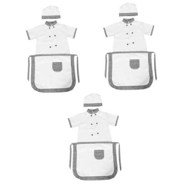 Imagem de USHOBE 3 Partidas Roupa De Chef Bebê Aventais Infantis Para Cozinhar Bata Infantil Casaco De Chef Infantil Bata De Arte Kit Bebê Traje De Negócios Criança Pequena Profissão Poliéster
