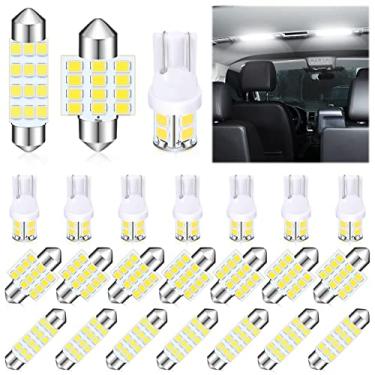Imagem de 24 pçs luz cúpula led kit de lâmpada do carro t10 31mm 42mm cor lâmpada mapa do carro porta interior substituição lâmpada (branco)
