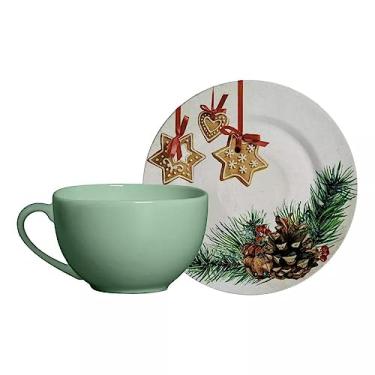 Imagem de Xícara Chá com Pires Gingerbread Natal Alleanza 250 ml 6 un