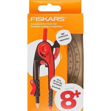 Imagem de Conjunto de bússola e transferidor Fiskars Plastic para crianças de 8 anos ou mais