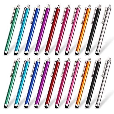 Imagem de Conjunto de 20 canetas HomEdge Stylus compatíveis com iPad, iPhone, Samsung, Kindle Touch, compatível com todos os dispositivos com tela sensível ao toque capacitiva – 10 cores