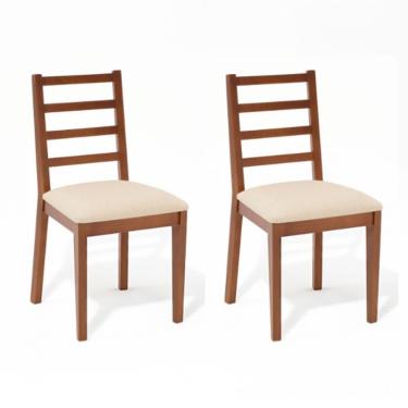 Imagem de Conjunto com 2 Cadeiras Aline Imbuia e Bege