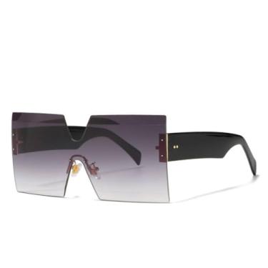 Imagem de Senhoras quadrado uma peça óculos de sol unisex moda óculos de sol feminino masculino máscara óculos na moda sem aro óculos para feminino uv400,2, um tamanho