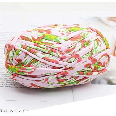 Imagem de 1 peça camiseta colorida fio de tricô tecido de crochê para arte de tecido de malha DIY (#62 flor rosa)