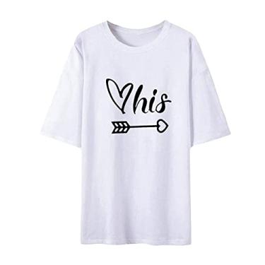 Imagem de Camiseta divertida para o Dia dos Namorados para casais combinando com roupas de dia dos namorados para casal, manga curta, Branco (masculino), M