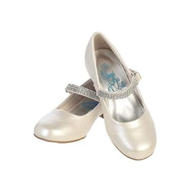 Imagem de Sapatos Mary Jane para meninas, sapatos de salto floral para igreja, casamento, Páscoa, Natal, Zapatillas para Niñas de Vestir, Marfim, 13 Big Kid