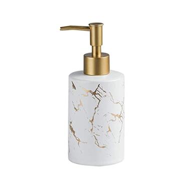 Imagem de Garrafa Dispensador de sabão garrafas padrão de textura de mármore dispensador de sabão cerâmico para banheiro cozinha garrafa líquida 310ml Banheiros (Color : White)