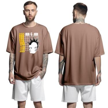 Imagem de Camisa Camiseta Oversized Streetwear Genuine Grit Masculina Larga 100% Algodão 30.1 Stay Arrogant - Marrom - M