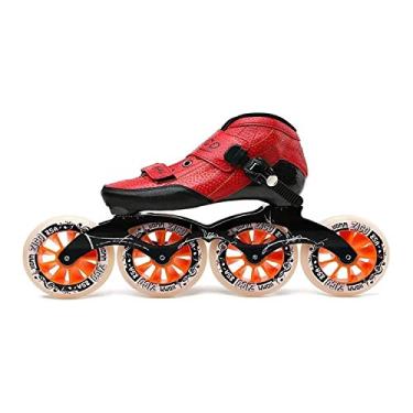 Imagem de Patins em linha de fibra de carbono profissional 4 * 90-110 mm competição 4 rodas patinação de corrida para adultos lâminas de rolo de fileira única iniciante esportes ao ar livre fitness para homens