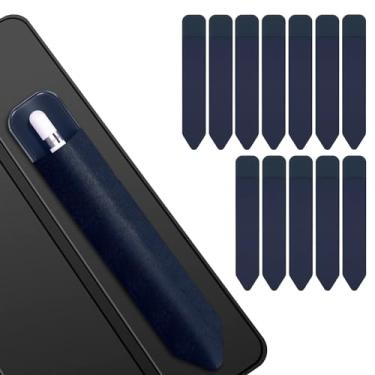 Imagem de Lousrnman Suporte para Apple Pencil, pacote com 12 capas para Apple Pencil 1ª 2ª geração, bolso elástico para caneta (12 peças azul marinho)